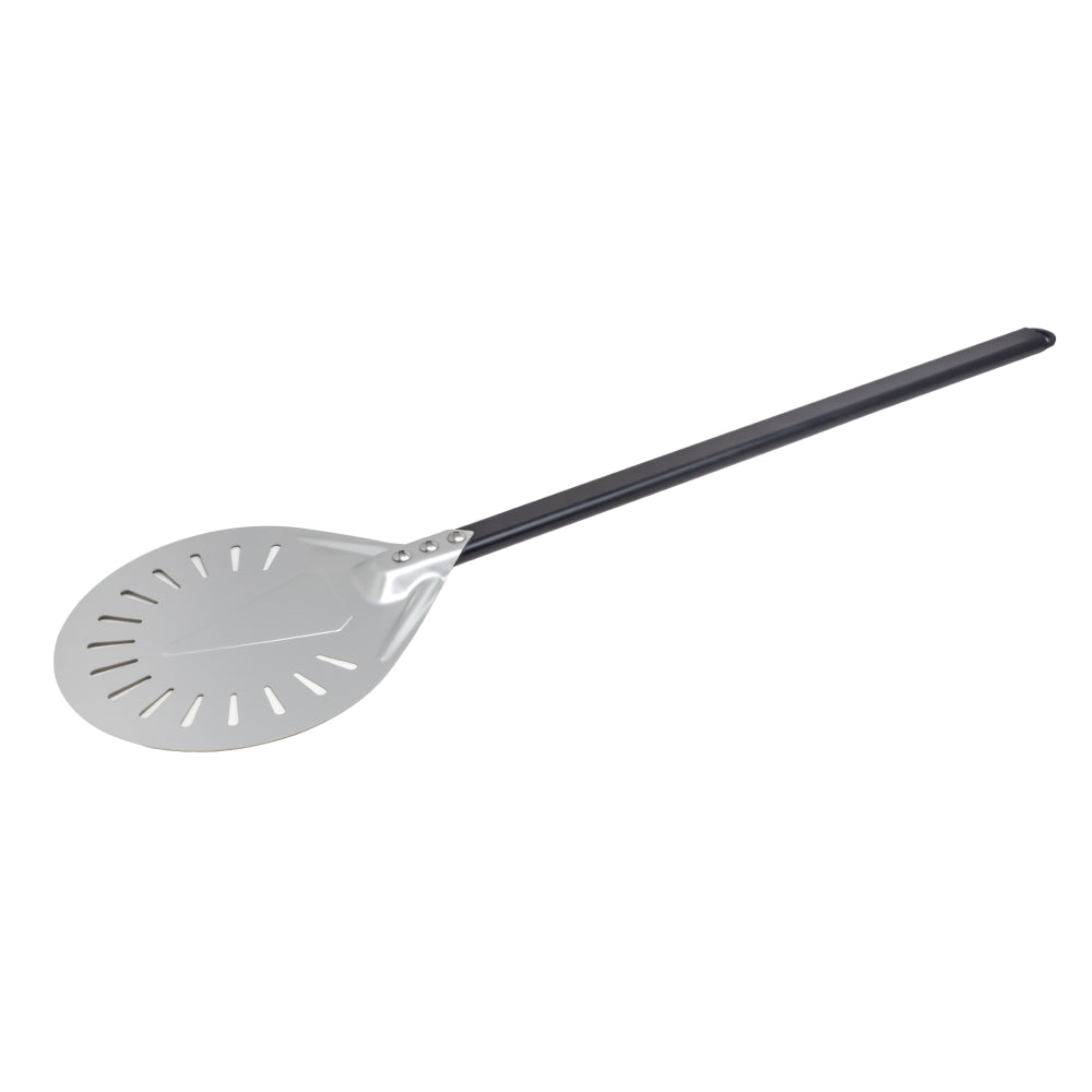 54-5/16” Perforated Aluminum Pizza Peel with 8” Round Blade 54-5/16” Perforated Aluminum Pizza Peel with 8” Round Blade