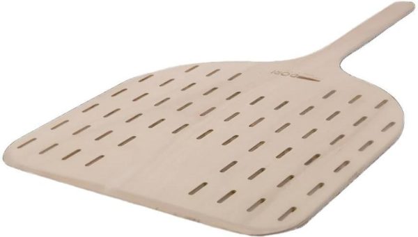 Linea Dori 20" Beech Wood Perforated Pizza Peel with Short Handle, 35.5” Total Length