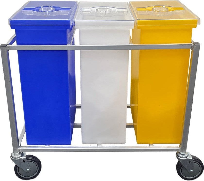 Winholt - Total Capacity 225 lbs Triple Ingredient Bin With 3 Clear Covers - 148PIB Winholt - Total Capacity 225 lbs Triple Ingredient Bin With 3 Clear Covers - 148PIB