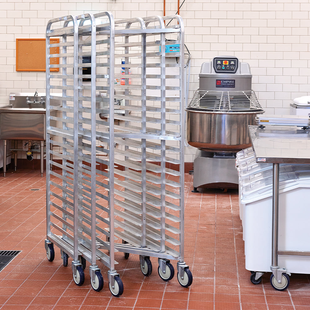 Winholt - Holds 30-18" Trays Heavy Duty, End Loading Nesting Pan Racks With 2 Locking Casters - AL-1830N-HD-2LC Winholt - Holds 30-18" Trays Heavy Duty, End Loading Nesting Pan Racks With 2 Locking Casters - AL-1830N-HD-2LC