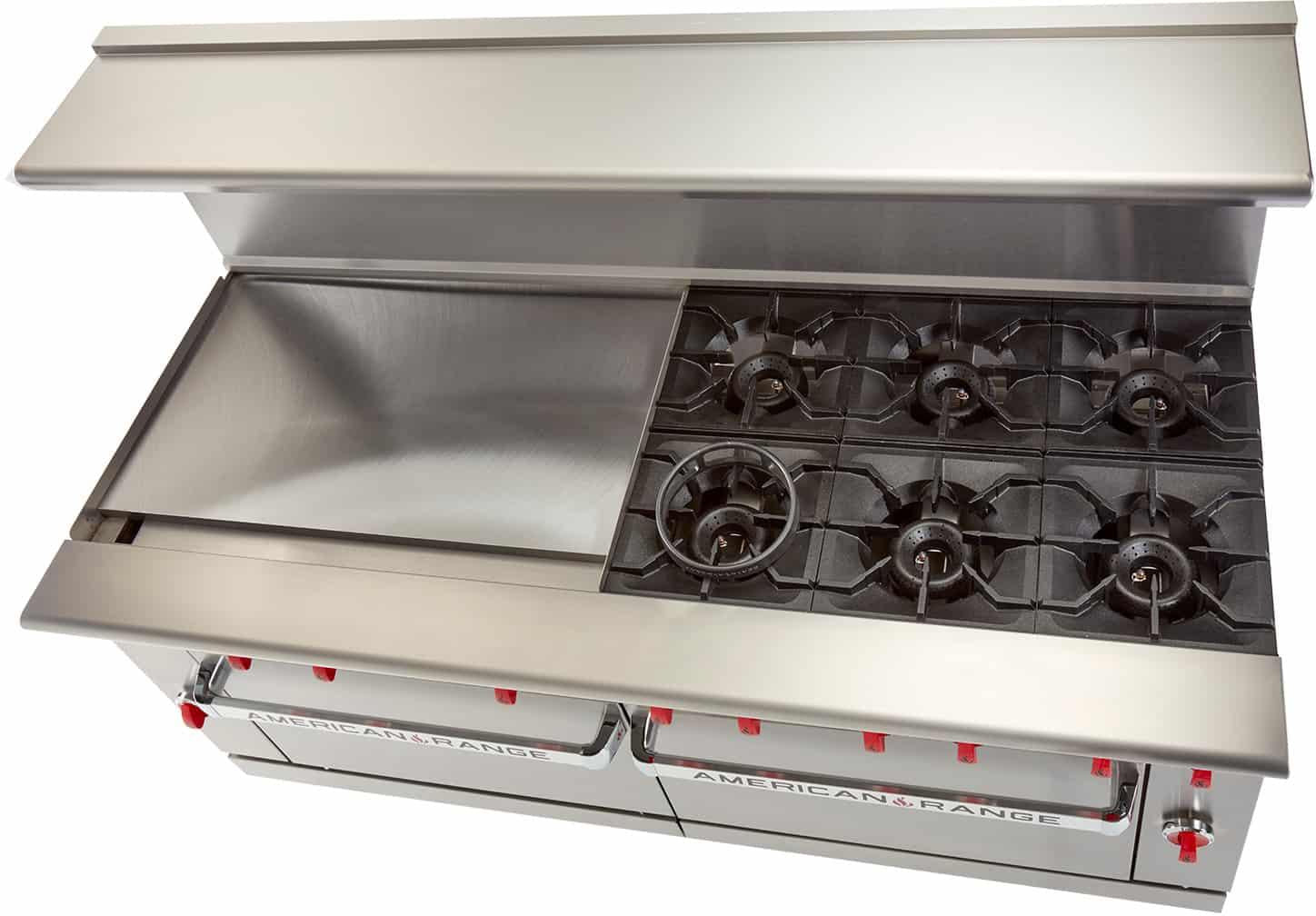 American Range - 72" Stainless Steel Restaurant Range 12 Burners With 26.5" 1 Standard Oven and 1 Storage Base - AR-12-126L-SBR American Range - 72" Stainless Steel Restaurant Range 12 Burners With 26.5" 1 Standard Oven and 1 Storage Base - AR-12-126L-SBR
