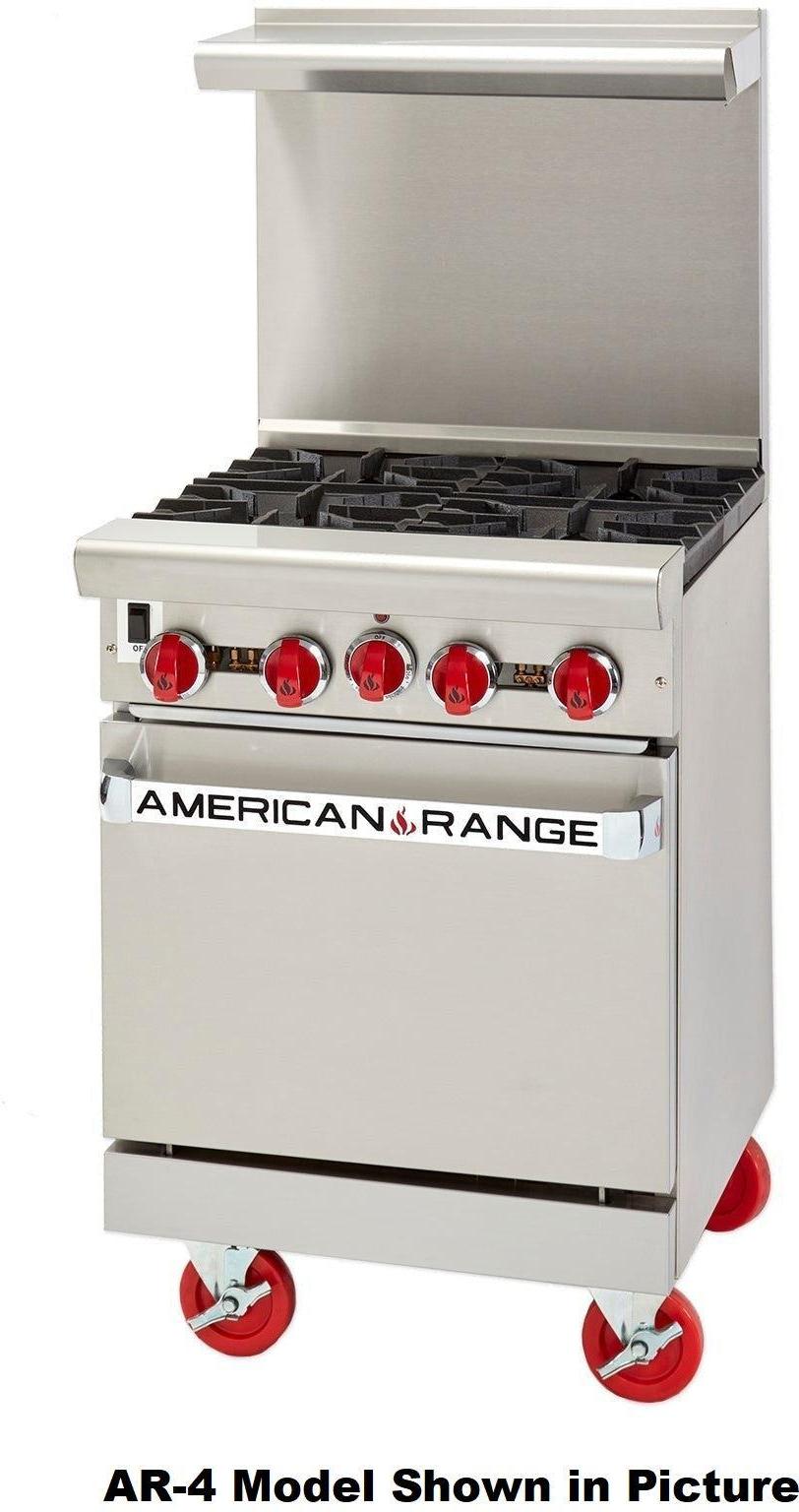 American Range - 24" Stainless Steel Restaurant Range With 12" Griddles, 2 Burners And 20" Standard Oven - AR-12G-2B American Range - 24" Stainless Steel Restaurant Range With 12" Griddles, 2 Burners And 20" Standard Oven - AR-12G-2B