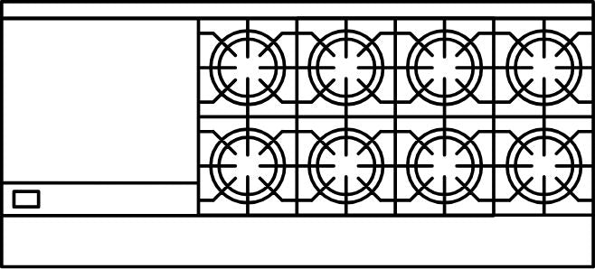 American Range - 72" Stainless Steel Restaurant Range 24" Griddles 8 Burners With 26.5" 1 Convection Oven and 1 Standard Oven - AR-24G-8B-CL-126R American Range - 72" Stainless Steel Restaurant Range 24" Griddles 8 Burners With 26.5" 1 Convection Oven and 1 Standard Oven - AR-24G-8B-CL-126R