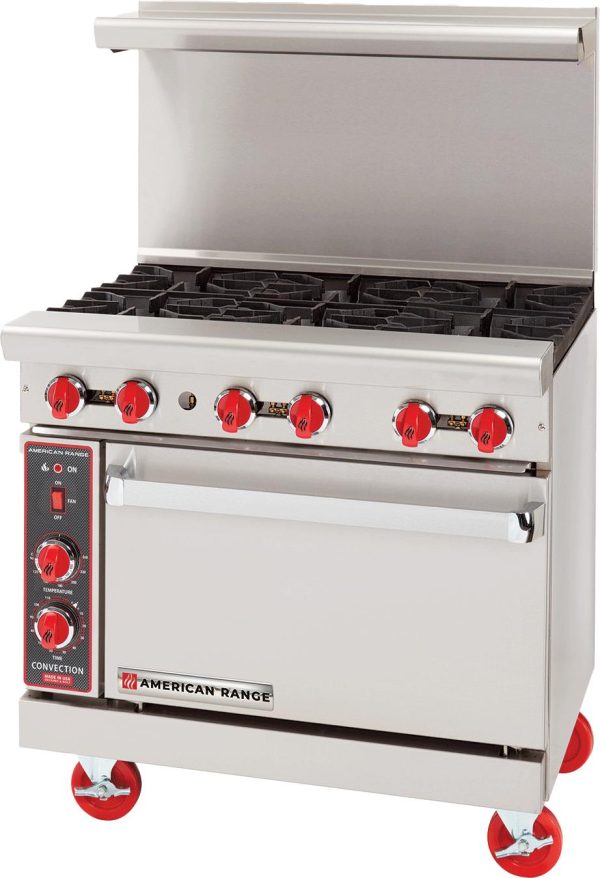 American Range - 36" Restaurant Range With 6 Burners with 26.5" Convection Oven, Stainless Steel - AR-6-C