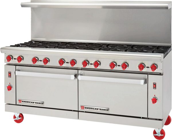 American Range - 72" Stainless Steel Green Flame Range 12 Burners With 2 Standard Ovens - ARGF-12