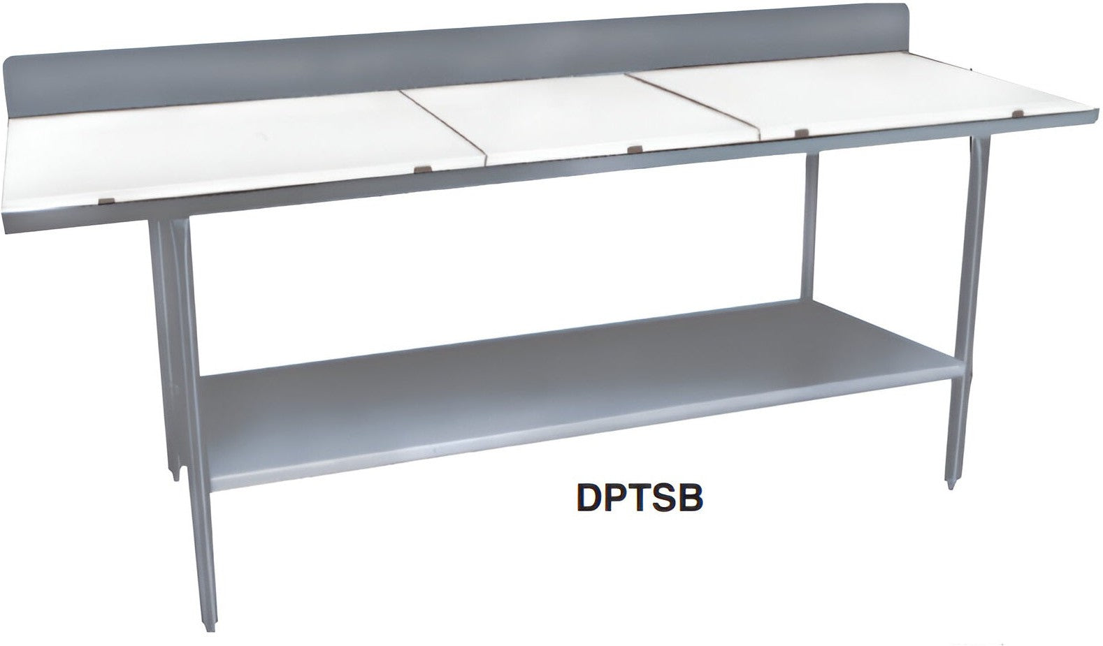 Winholt - 30" x 96" Poly Top Work Table with Undershelf, Backsplash and 6 Legs - DPTSB-3096 Winholt - 30" x 96" Poly Top Work Table with Undershelf, Backsplash and 6 Legs - DPTSB-3096