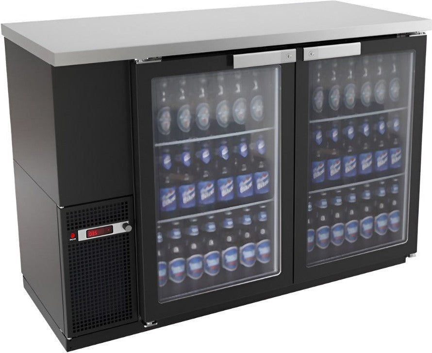 Fagor - FBB Slim Line Series 115V, 49.62" Black Vinyl Finish Double Glass Door Back Bar Refrigerator - FBB-24-48G Fagor - FBB Slim Line Series 115V, 49.62" Black Vinyl Finish Double Glass Door Back Bar Refrigerator - FBB-24-48G