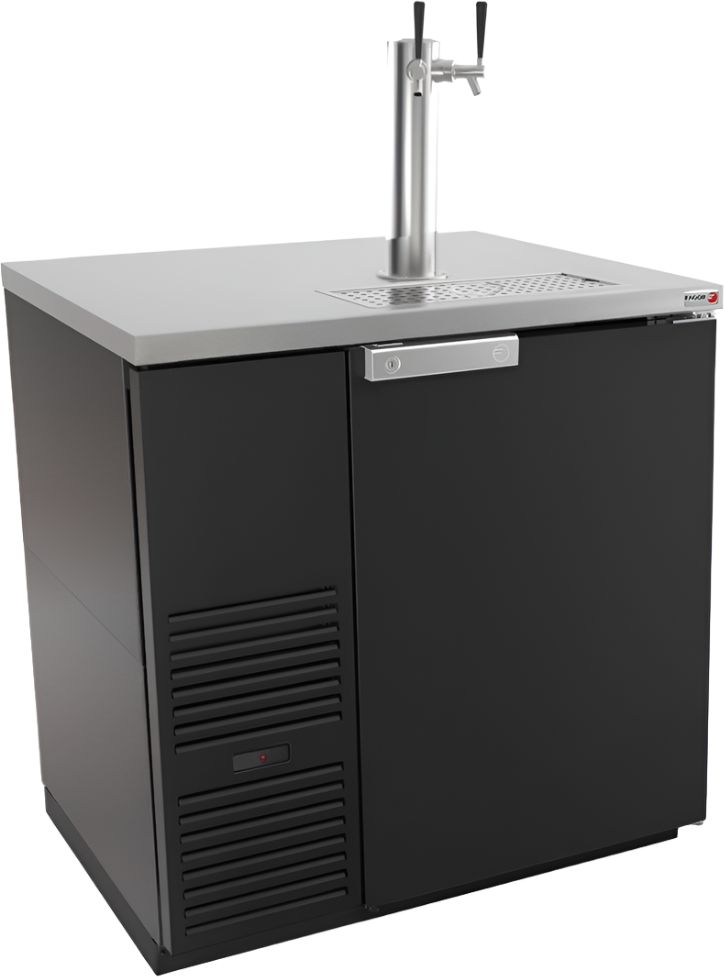 Fagor - FDD Series 115V, 36.75" Black Vinyl Finish Single Door Direct Draw Beer Cooler with 1 Tower & 2 Taps - FDD-36-N Fagor - FDD Series 115V, 36.75" Black Vinyl Finish Single Door Direct Draw Beer Cooler with 1 Tower & 2 Taps - FDD-36-N