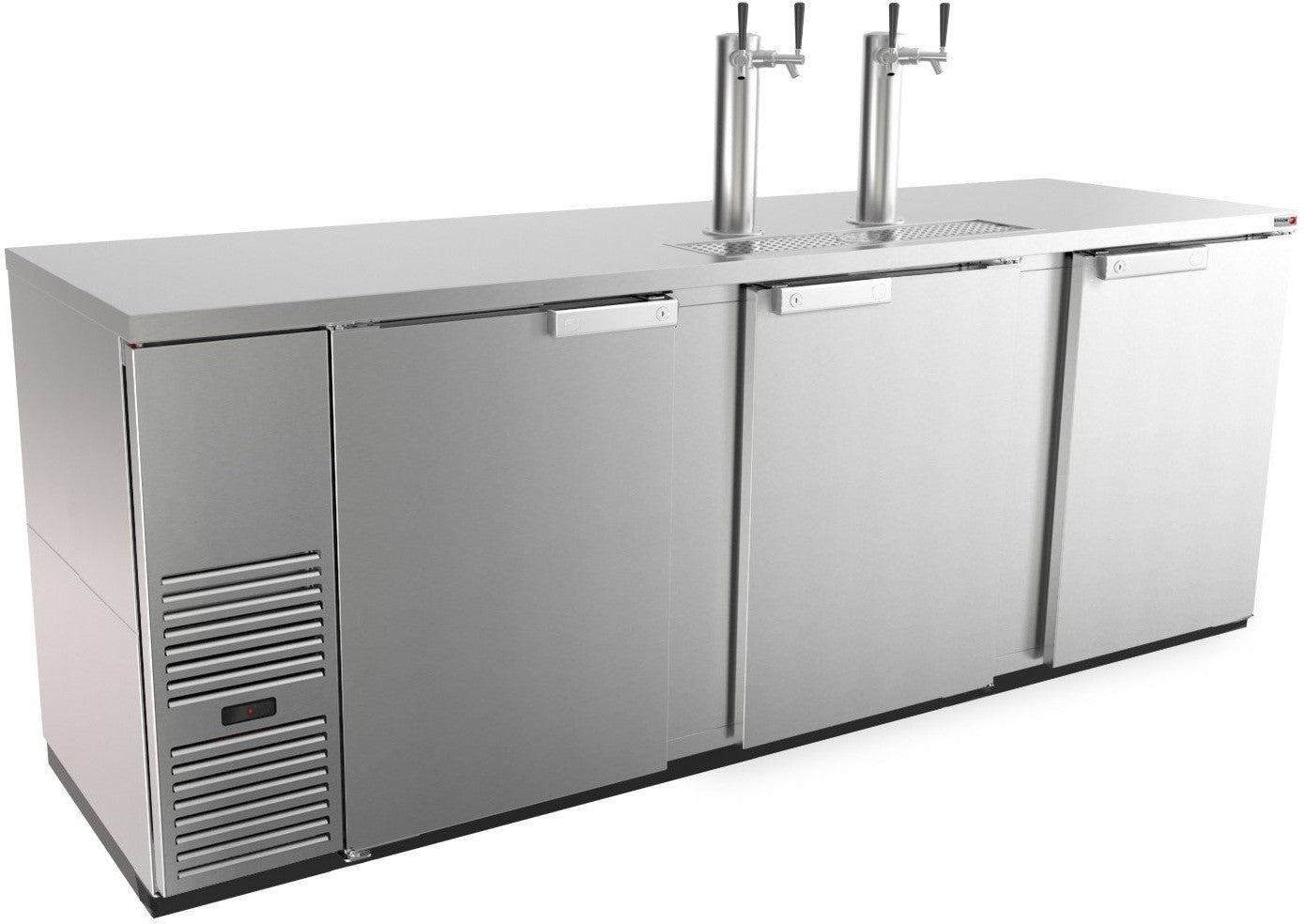 Fagor - FDD Series 115V, 95.5" Stainless Steel Three Doors Direct Draw Beer Cooler with 2 Towers & 4 Taps - FDD-95S-N Fagor - FDD Series 115V, 95.5" Stainless Steel Three Doors Direct Draw Beer Cooler with 2 Towers & 4 Taps - FDD-95S-N