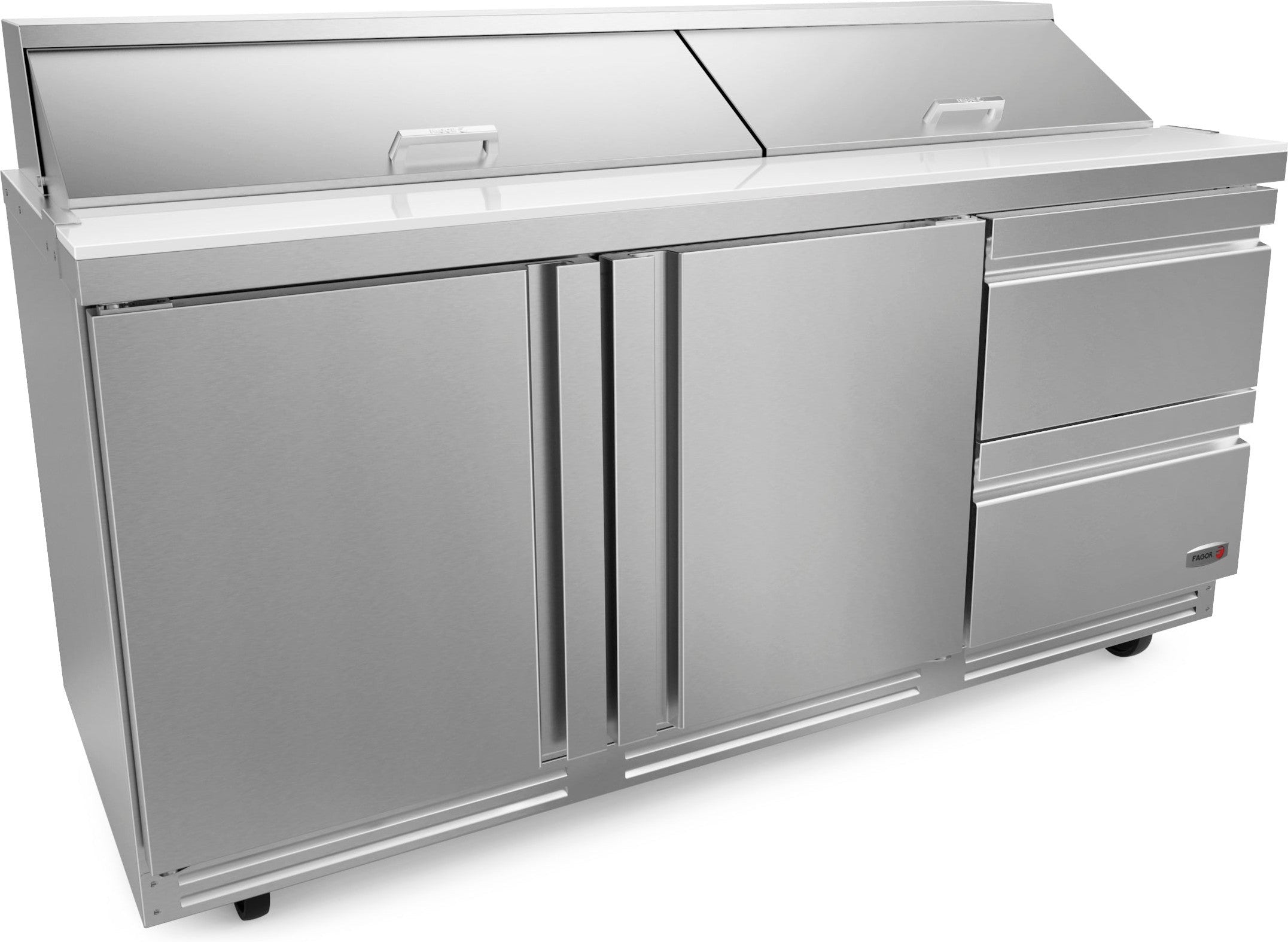 Fagor - 115V, cu. 18 ft. Double Door Refrigerated Salad/Sandwich Prep Table With Two Drawer - FST-72-18-D2-N Fagor - 115V, cu. 18 ft. Double Door Refrigerated Salad/Sandwich Prep Table With Two Drawer - FST-72-18-D2-N