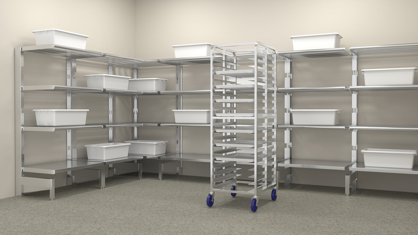 Winholt - 60" x 24" 3 Shelves Aluminum Tubular Shelf & Starter Kit - SCAS-2460-3-SU Winholt - 60" x 24" 3 Shelves Aluminum Tubular Shelf & Starter Kit - SCAS-2460-3-SU