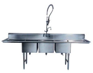 Winholt - 10" x 14" Stainless Steel Three Compartment Sink - WS3T10142D12