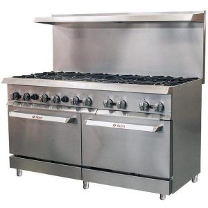 Ikon IR-10-60 60" Natural Gas 10-Burner Range with Standard Ovens - 316,000 BTU