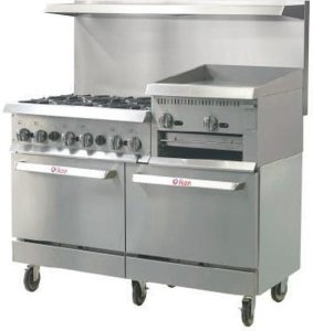 Ikon IR-6B-24RG-60 60" Natural Gas 6-Burner Range and 24" Raised Broiler - 306,000 BTU