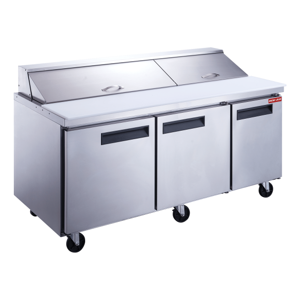 New Air NPT-072-SA 72" 3-Door Salad/Sandwich Refrigerated Prep Table