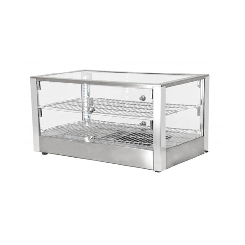 Omcan Countertop Display Warmer, 2 Shelves, Square Glass Front, Self/Full-Service, . ( ) Capacity