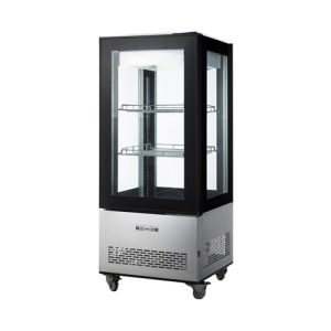 Omcan Two (2) Shelf Refrigerated Display Case with Four-Sided Glass Tall, . ( ), Stainless Steel