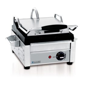 Eurodib SFE02325 10" x 10" Cooking Surface Single Panini Grill with Ribbed Plates - 120V